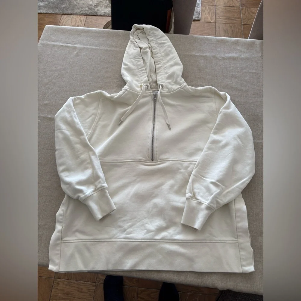La Ligne Super Half Zip Hoodie Sweatshirt White Size XS